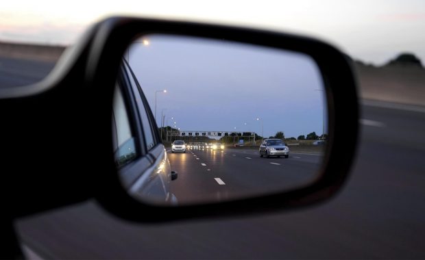 Driver looking in mirror